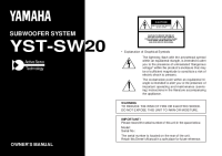 Yamaha YSTSW-20-Owners-Manual